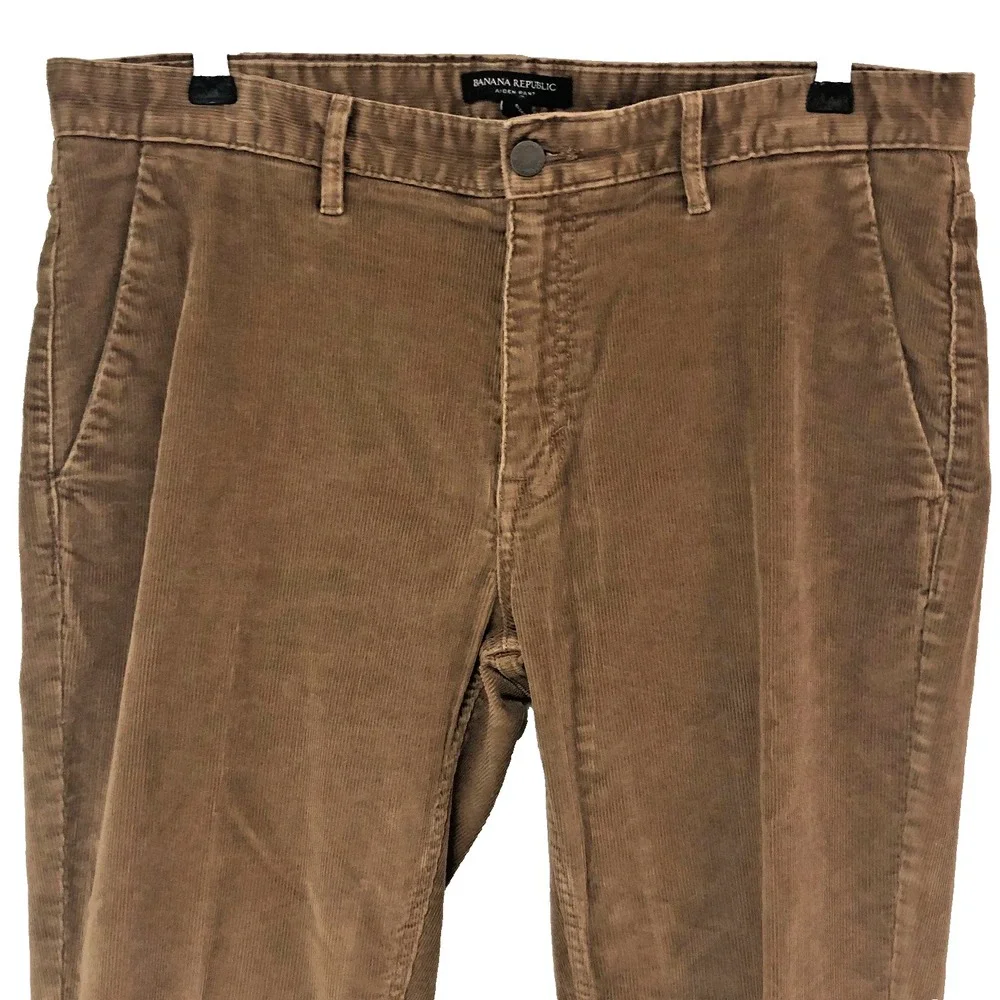 Banana Republic Mens Aiden Corduroy Pants 33 Size‎ 36 x 30 Brown Preppy Comfort